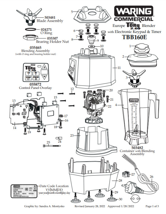 Horeca Parts - Blender Waring Commercial TBB160E