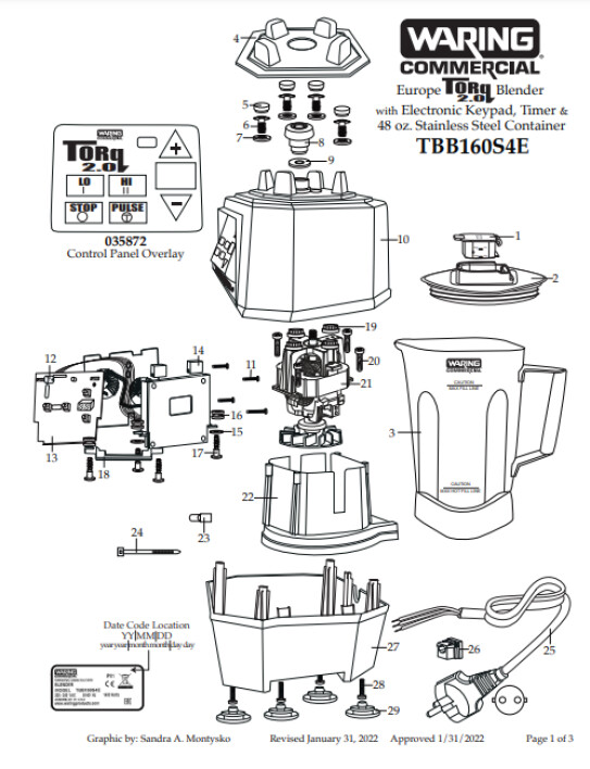 Horeca Parts - Waring Gewerblicher Mixer TBB160S4E