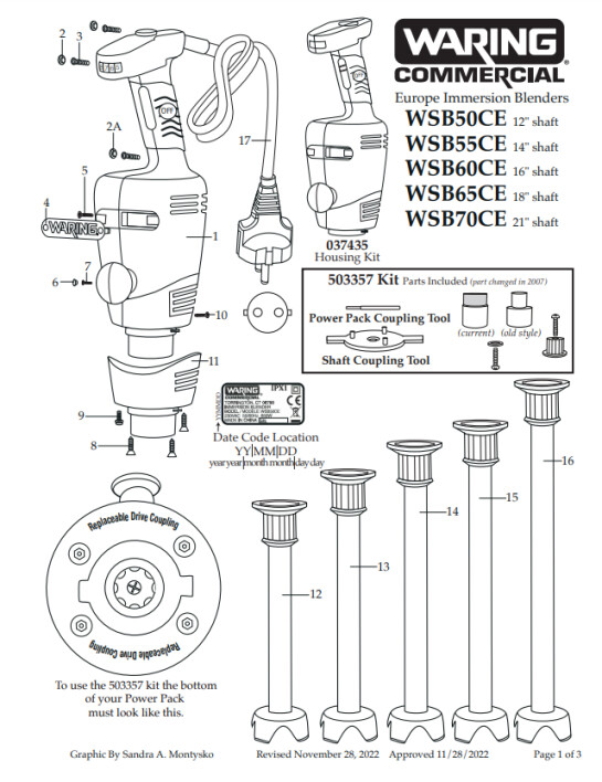 Horeca Parts - Mikser Waring Commercial WSB50CE