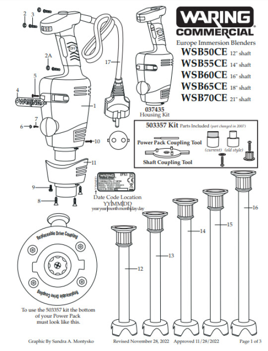 Horeca Parts - Waring Commercial mixer WSB70CE