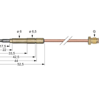 Horeca Parts - Thermocouple M8x1 length 1000mm connection to burner diameter 6mm(6.5mm)