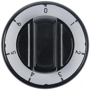 Horeca Parts - 7-position switch knob ø 70mm mounting 6x4.6mm black/silver