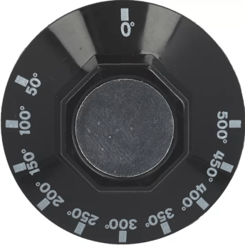 Horeca Parts - Thermostat knob max temp. 500°C, 50–500°C, Ø 50 mm, mounting 6×4.6 mm, black