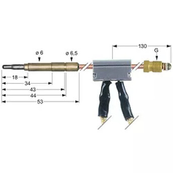 Horeca Parts - Termocuplu cu întrerupător M9x1 lungime 1000mm conexiune arzător dia. 6mm - Sobe pe gaz