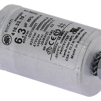 Horeca Parts - Betriebskondensator Kapazität 6.3µF 400V 50-60Hz Ø 35mm lang 59.5mm M8 Aluminium - Unox Öfen, Stalgast