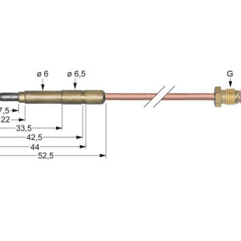 Horeca Parts - Termocuplu M9x1 lungime 600mm diametru conexiune arzător 6mm(6.5mm)