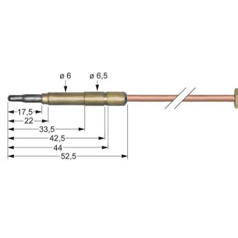 Horeca Parts - Termocuplu M9x1 50cm, conexiune arzător Ø 6mm(6.5mm)