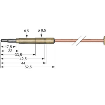 Horeca Parts - Thermoelement M9x1 Länge 1200mm Brenneranschluss Durchmesser 6mm(6.5mm)