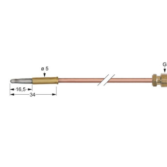 Horeca Parts - Termocuplu M9x1 lungime 750mm diametru conexiune arzător 5mm