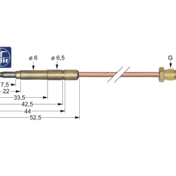 Horeca Parts - Termocuplu M8x1 lungime 1500mm conexiune arzător Ø 6mm(6.5mm)