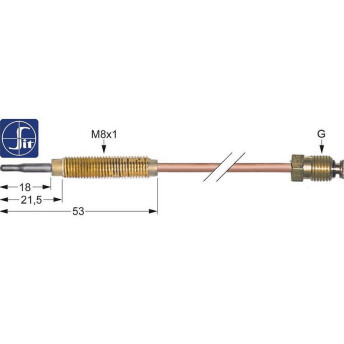 Horeca Parts - M8x1 thermocouple 1200mm long M8x1 burner connection