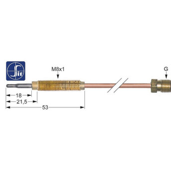 Horeca Parts - Termopara M9x1 dł. 600mm podłączenie do palnika M8x1