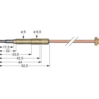 Horeca Parts - Thermocouple M8x1 length 320mm connection to burner diameter 6mm(6.5mm)