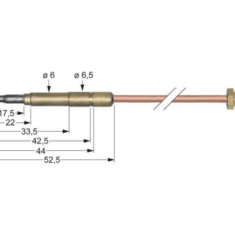 Horeca Parts - Thermocouple M8x1 length 1200mm connection to burner diameter 6mm(6.5mm)