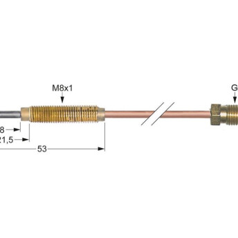 Horeca Parts - Thermocouple M9x1 length 1000mm connection to the burner M8x1.