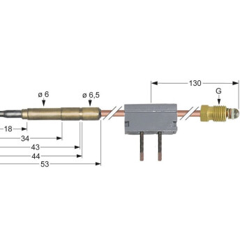 Horeca Parts - Thermocouple with interrupter M9x1 length 600mm connection to burner diameter 6mm