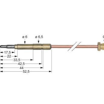 Horeca Parts - Thermocouple M10x1 length 600mm connection to burner diameter 6mm(6.5mm)