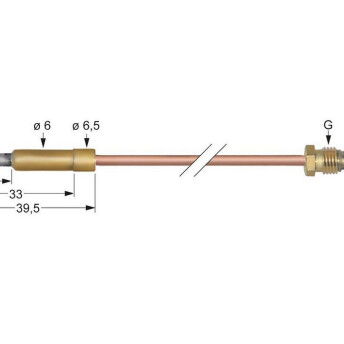 Horeca Parts - Thermocouple M8x1 length 450mm connection to burner diameter 6mm