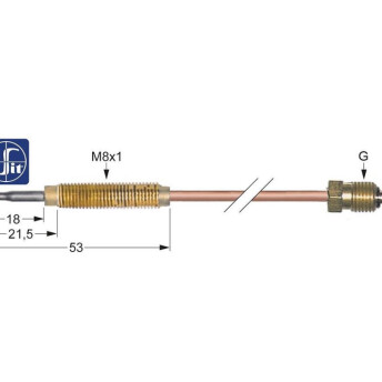 Horeca Parts - Thermocouple m9x1 length 1200mm connection to burner m8x1