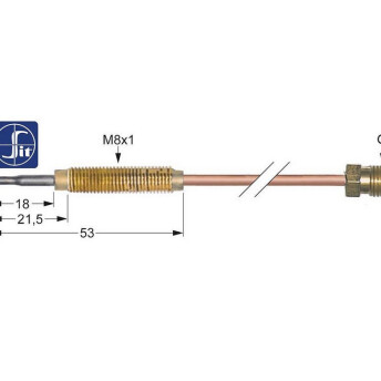 Horeca Parts - Thermocouple m9x1 length 1500mm connection to burner m8x1