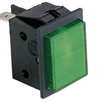 Horeca Parts - Lampa sygnalizacyjna wymiar montażowy 30x22mm 230V zielony przyłącze Wtyk płaski 6,3mm