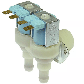 Horeca Parts - Supapă magnetică cu unghi dublu 230VAC în. 3/4" ieșire 11.5mm plastic alb