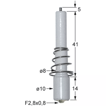 Horeca Parts - Zapalovací elektroda s pružinou průměr 1 průměr 8 mm průměr 2 základna 10 mm F2,8x0,8