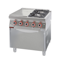 Horeca Parts - Gasherd mit Elekrobackofen kromet - 700.KG-2/I-400/PE-2