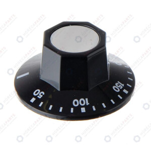 Horeca Parts - POKRĘTŁO TERMOSTATU TEMP. MAX 250°C 50-250°C ŚR. 50MM MOCOWANIE 6X4,6MM CZARNE