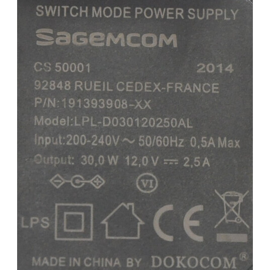 Horeca Parts - Zasilacz 30W 200-240V 50/60HZ 12 V SAGEMCOM CS50001 ( Uniwersalny )