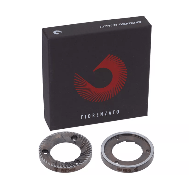Horeca Parts - Para żaren mielących M340, kierunek obrotu prawy, Ø zewn. 64 mm, Ø wewn. 37 mm, wys. 8,5 mm, 3 otwory, komplet 2 szt - Fiorenzato M.C.