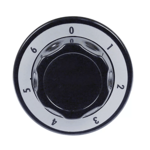 Horeca Parts - 7-Positionen-Drehknopf ø 70 mm Welle ø 6 x 4,6 mm Flachwelle, universell, schwarz