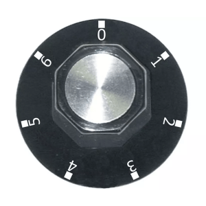 Horeca Parts - 7-Positionen-Drehknopf, Durchmesser 50 mm, Befestigung 6 x 4,6 mm, schwarz