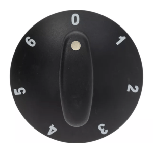 Horeca Parts - 7-Positionen-Drehknopf, Ø 65 mm, Welle Ø 6x4,6 mm, flache obere Welle, schwarz