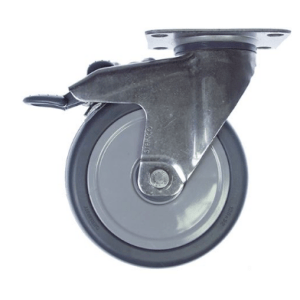 Horeca Parts - Kółko obrotowe z płytką, rozstaw otworów montażowych 75x50 mm, wys. 158 mm, z hamulcem obrotowym, koło ø 125 mm, szer. 32 mm (7155366)