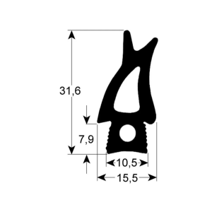 Horeca Parts - Uszczelka drzwi, profil 2732, szerokość 485 mm, długość 1495 mm, wymiar zewnętrzny, ilość 1 szt. - Rational