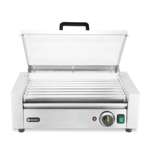 Horeca Parts - Podgrzewacz rolkowy do parówek jednostrefowy, z energooszczędną pokrywą, HENDI, 7 rolek, 230V/620W, 566x375x(H)259mm