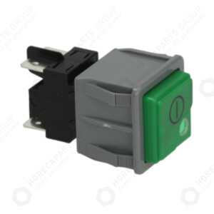Horeca Parts - Green square switch / 250V / 28,5x28,5mm / 16A / 2NO / 6.3mm male connection - Dishwashers - Alba, Dihr, Epms, Kromo, Luxia, Metos, Olis, Remida, Rold, Rosinox