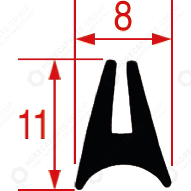 Horeca Parts - Türglasdichtung Profilgröße 11x8 mm 2 Stk. Länge 2000 mm - Inoxtrend Herd