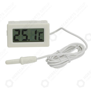 Horeca Parts - Termometr cyfrowy -50+70°C biały 1x1,5V LR44, przewód 1500 mm, czujka śr. 6x30 mm, częstotliwość mierzenia temperatury 10 sekund (G379258)
