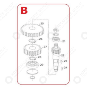 Horeca Parts - Wałek napędowy - mikser planetarny Hendi 20L 222843 (zestaw B)