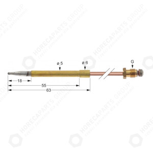 Horeca Parts - Termopara M8x1 dł. 330mm podłączenie do palnika śr. 5mm  - Kuchnie Gazowe Cookmax, Potis ( 3440180 )