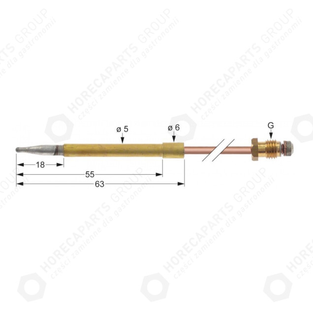 Horeca Parts - Thermoelement M8x1 Länge 330mm Brenneranschluss Durchmesser 5mm - Cookmax Gasherde, Potis ( 3440180 )