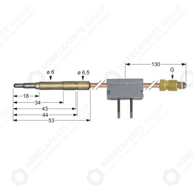 Horeca Parts - Thermoelement mit Unterbrecher M9x1 Länge 1000mm Brenneranschluss Durchmesser 6mm - Ascaso Gasherde