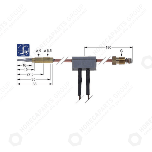 Horeca Parts - Thermoelement mit Unterbrecher M9x1 Länge 600mm Brenneranschluss Ø 6mm(6.5mm) - Apach Gasherde, MBM (102737, 175753, .270.446)