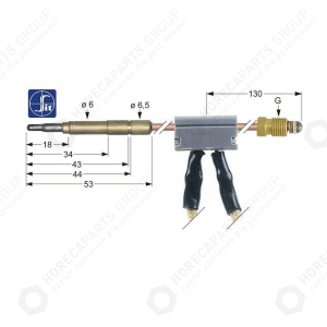 Horeca Parts - Termočlánek s přerušovačem M9x1 délka 1000mm připojení hořáku 6mm(6,5mm) - plynové sporáky ( G107863, 3440085 )