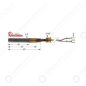Horeca Parts - Termogenerator Robertshaw dł. 900mm sonda śr. 9mm sonda dł. 57mm 250-750mV mocowanie 7/16"-27 UNS - Urządzenia gazowe Baron, Cookmax, Electrolux, Elframo, Falcon, Imperial-usa, Komel, Mastro, Mareno, Silko, Zanussi