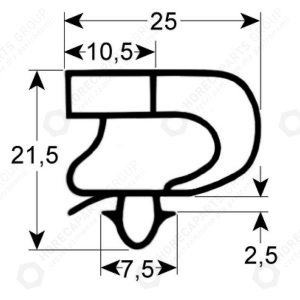Horeca Parts - Chladicí těsnicí profil 9041 délka 595 mm šířka 385 mm rozměr klínu - Forcar, Cookmax chladicí skříně ( G901957 )