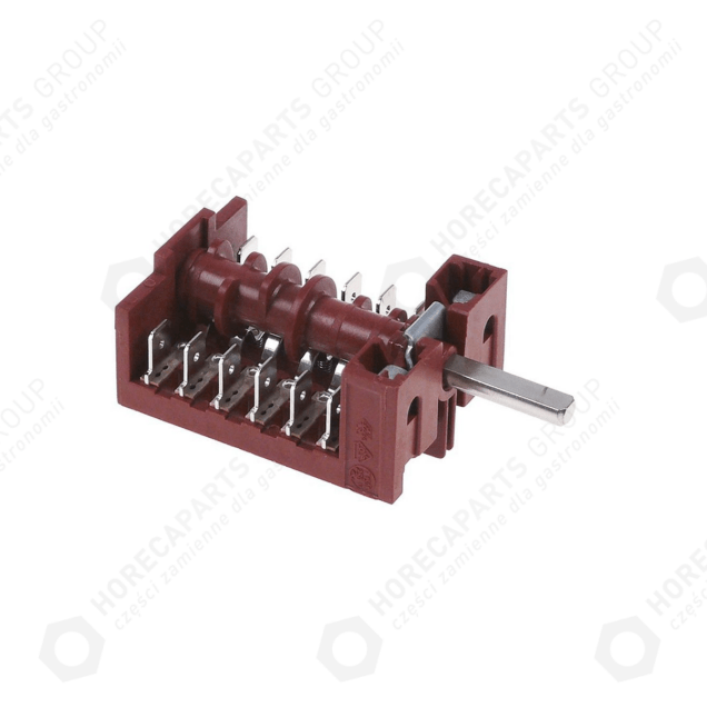 Horeca Parts - Comutator cu came 4 poziții secvență 0-1-2-3 16A 6NO 6x4.6mm lungime montare 23mm male 6.3mm plastic - Fagor pan (3057153, 12023800, R693004)