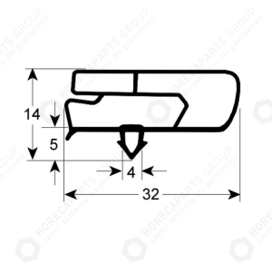 Horeca Parts - Uszczelka stołu chłodniczego, profil 9797, dł. 560mm, szer. 440mm wymiar wg klina - Fagor, Asber, Ascaso, Codigel, Coreco, Edenox, Edesa, Efficold (12035412, 6045010115, UR-260, BU.350, BU.780)